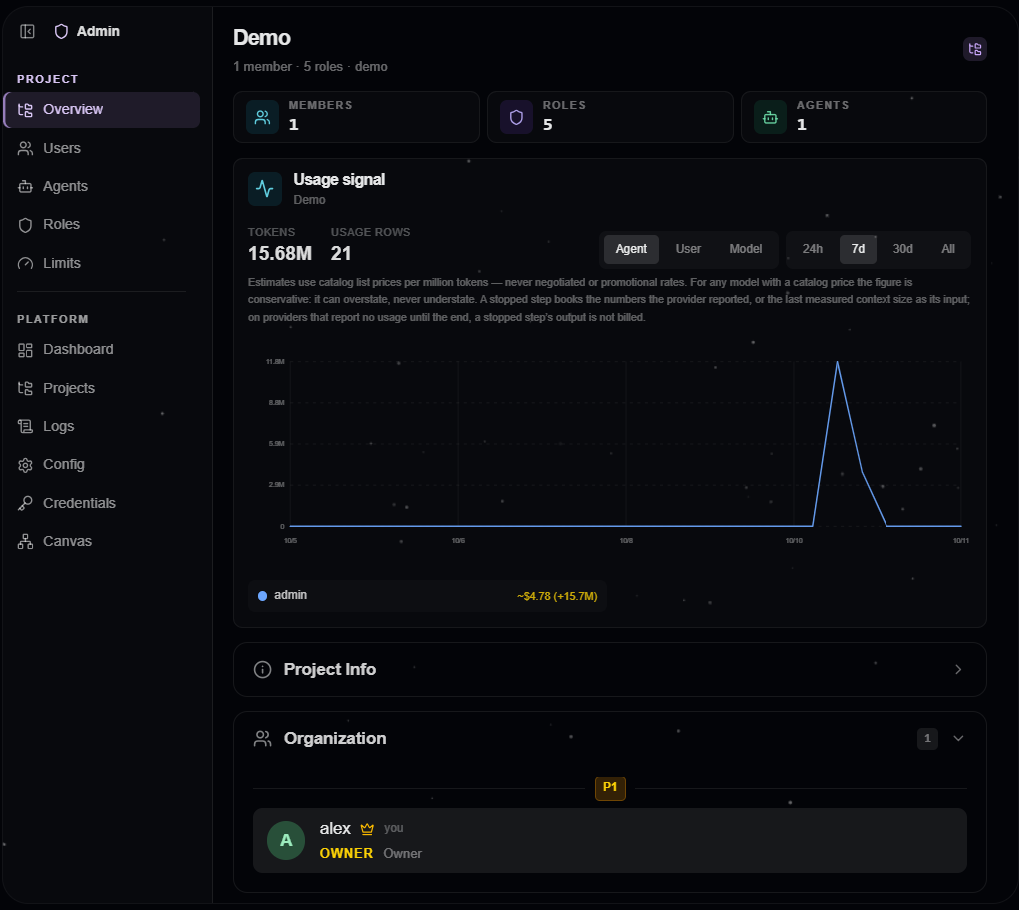 Neuralis project overview in the original admin app.
