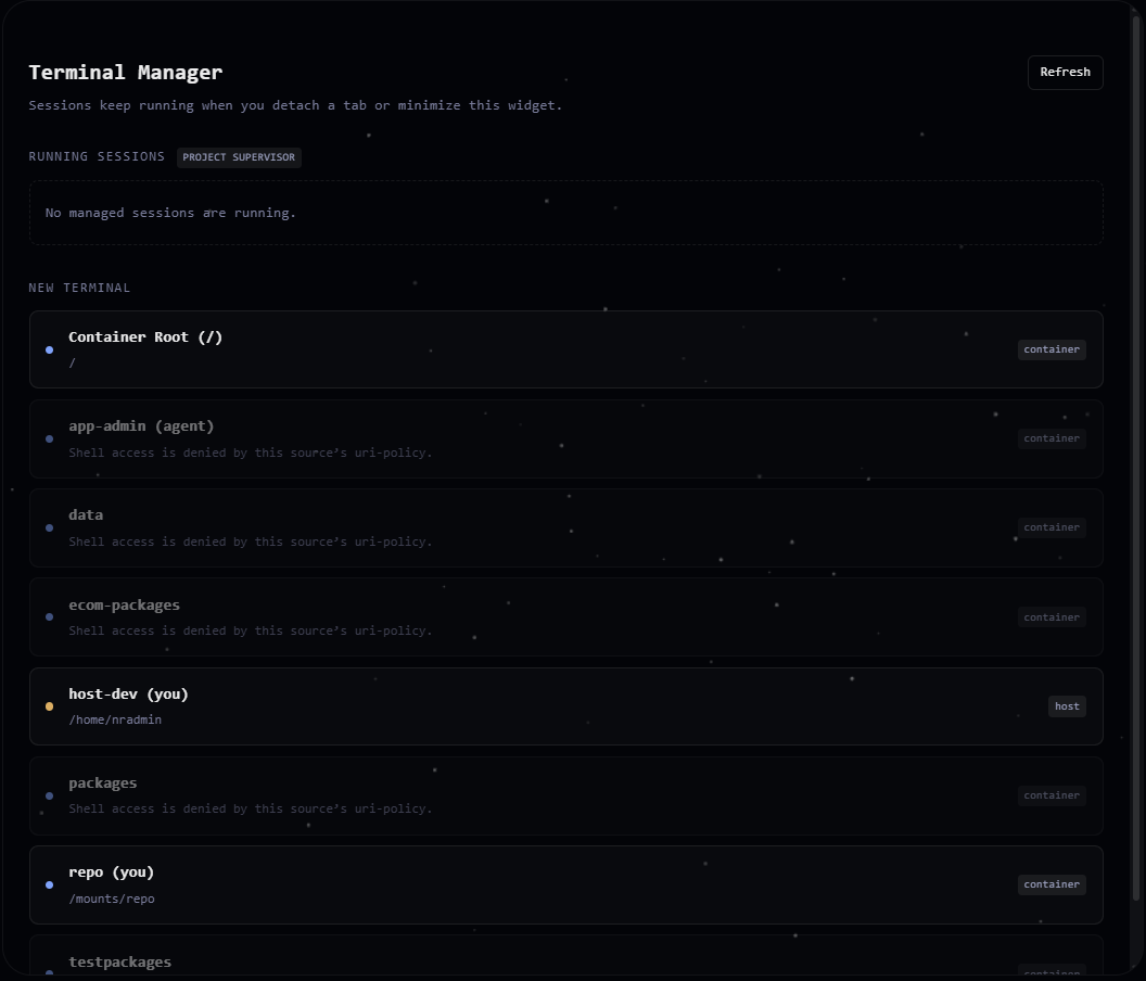 Neuralis terminal sessions in the original terminal app.